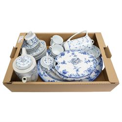 Jäger Eisenberg blue and white coffee service and a Villeroy and Boch tureen and cover and oval platter