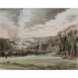 Sir Arthur David Saunders Goodall (British 1931-2016): Byland Abbey, Rievaulx Abbey, and 'Saligao Goa', three watercolours signed with monogram and variously dated, max 24cm x 30cm (3)
Notes: David Goodall was a British diplomat and High Commissioner to India from 1987-1991. His interest in painting began at school at Ampleforth College, but he only started painting seriously twenty years later after reading Churchill's 'Painting as a Pastime'.