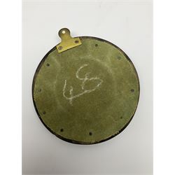 Victorian prattware pot lid in ebonised frame, overall D16cm