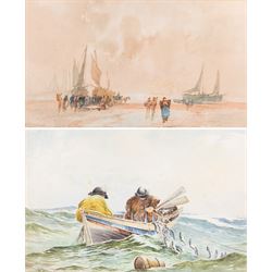 Frank Rousse (British fl.1897-1917): Bringing in the Catch, watercolour signed 28cm x 49cm...