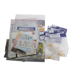 Scale modelling detailing accessories, predominantly for aircraft modelling, including masking sheets, metal parts, white metal weapons, moulded seats, decals, etc all within packaging