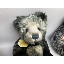 Six Charlie Bears, comprising Bert CB131306, Hattie CB614865, Brodie CB124902, and Anniversary Diesel CB151575, each designed by Isabelle Lee, and Bibble CB630036B, and Edwin CB131298, both designed by Heather Lyell, all with tags