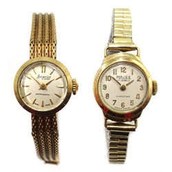  Accurist 9ct gold bracelet wristwatch, stamped 375 and 9ct gold wristwatch, stamped 375 on expanding bracelet  