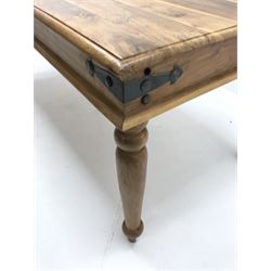 Mexican pine rectangular dining table on turned supports, 180cm x 90cm, H77cm