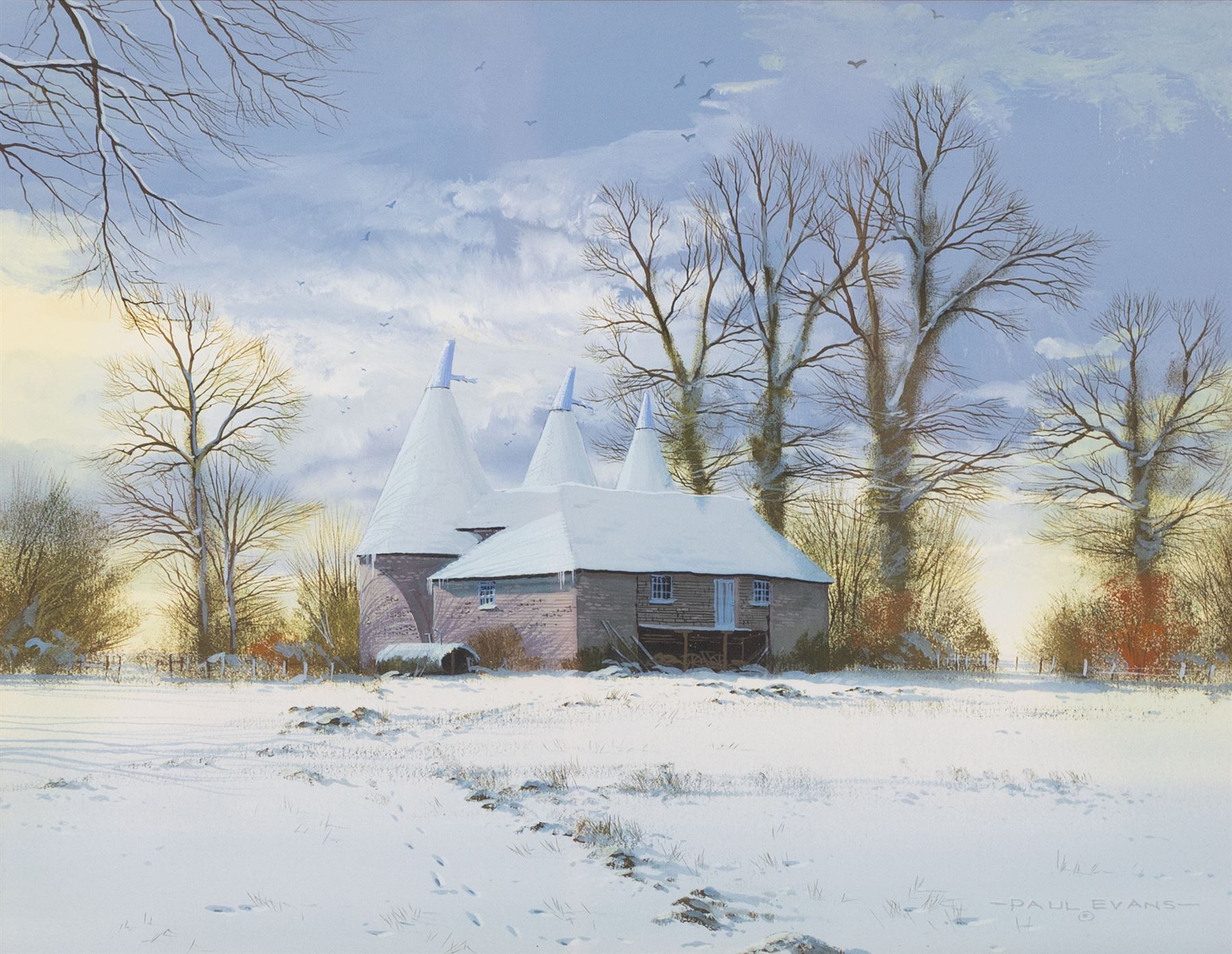Paul Evans (British 1950-): 'Winter Light near Salehurst - East Sussex', gouache signed, titled verso 21cm x 27cm
