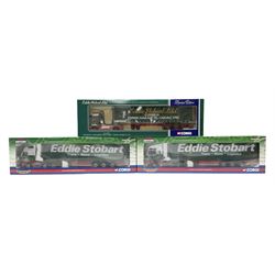 Corgi Eddie Stobart - three limited edition lorries; two Hauliers of Renown - CC13415 MAN TGA XXL Curtainside and CC14002 Volvo FH Curtainside; and  CC12607 Scammell Crusader Tautliner; all boxed (3)