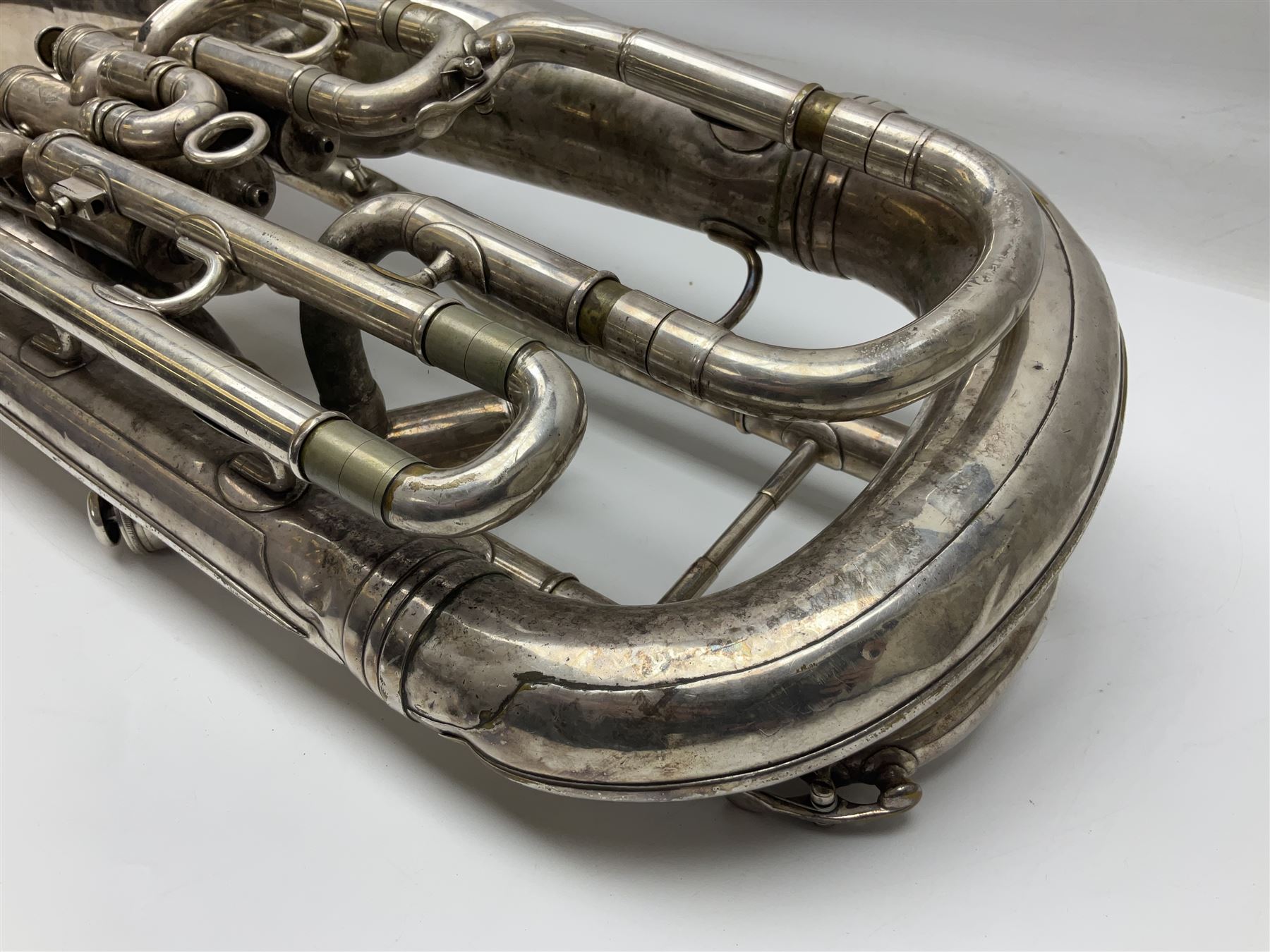 Boosey & Co Class A silver plated four-valve euphonium, serial no.117918 L62cm; in carrying case