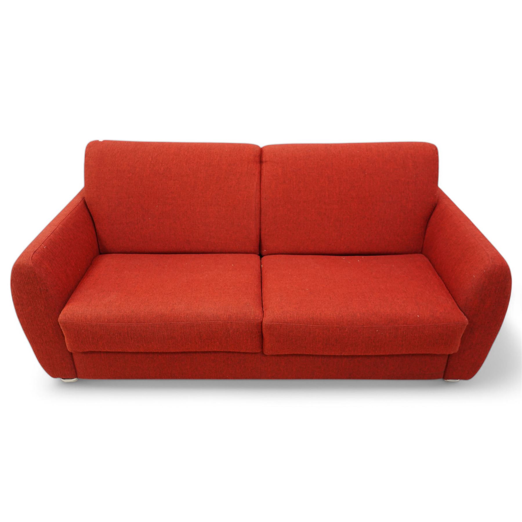 Dienne - Sofabed upholsted in red fabric, with two matching cushions