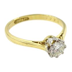 Gold single stone round brilliant cut diamond ring, stamped 18ct Plat, diamond approx 0.55 carat