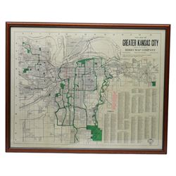 Berry Map Company (American Early 20th century): '1914 Map of Greater Kansas City', later colour print map originally pub.1914, 64cm x 83cm