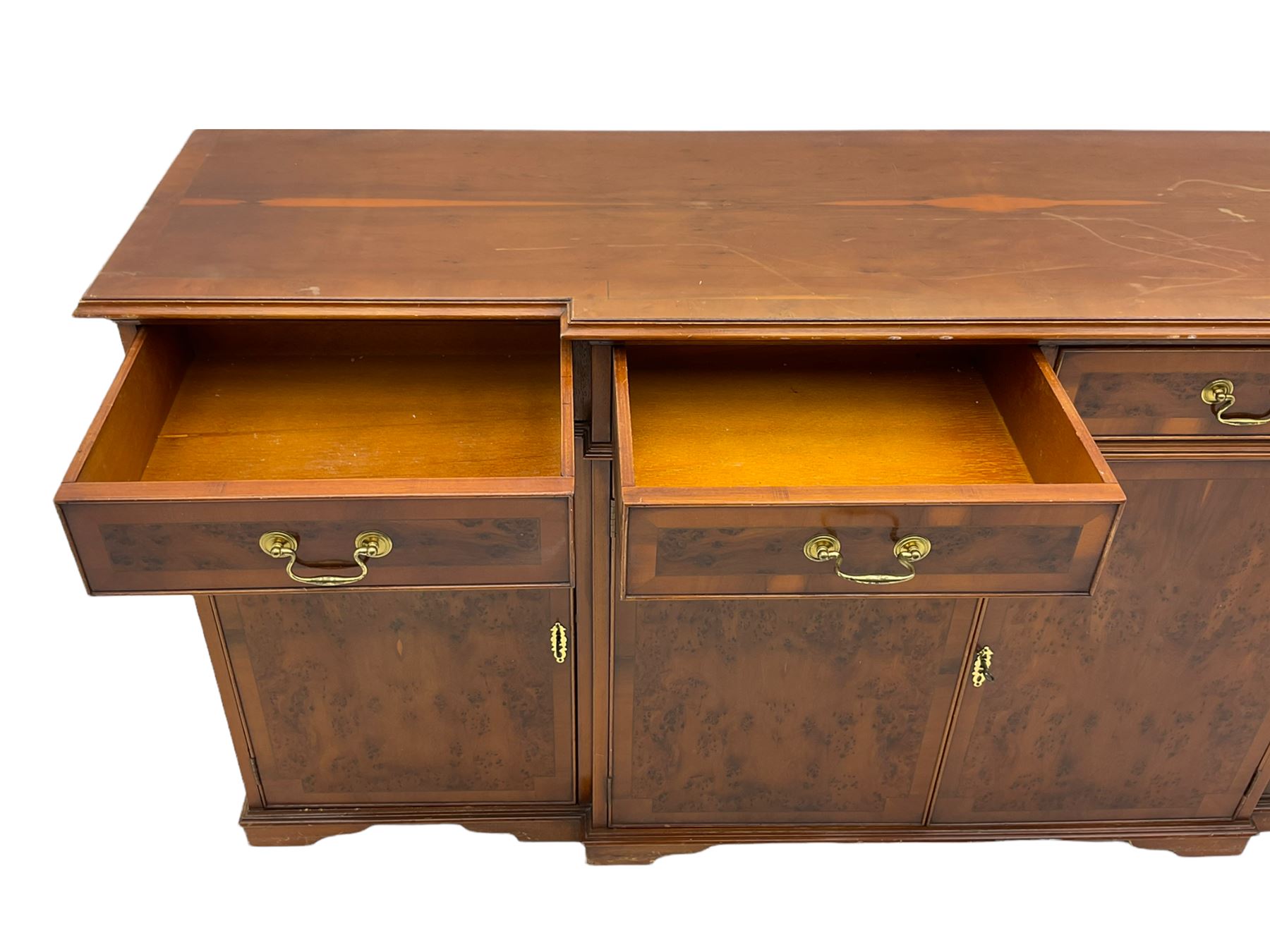 Reproduction yew wood breakfront side Collectors & Clearance