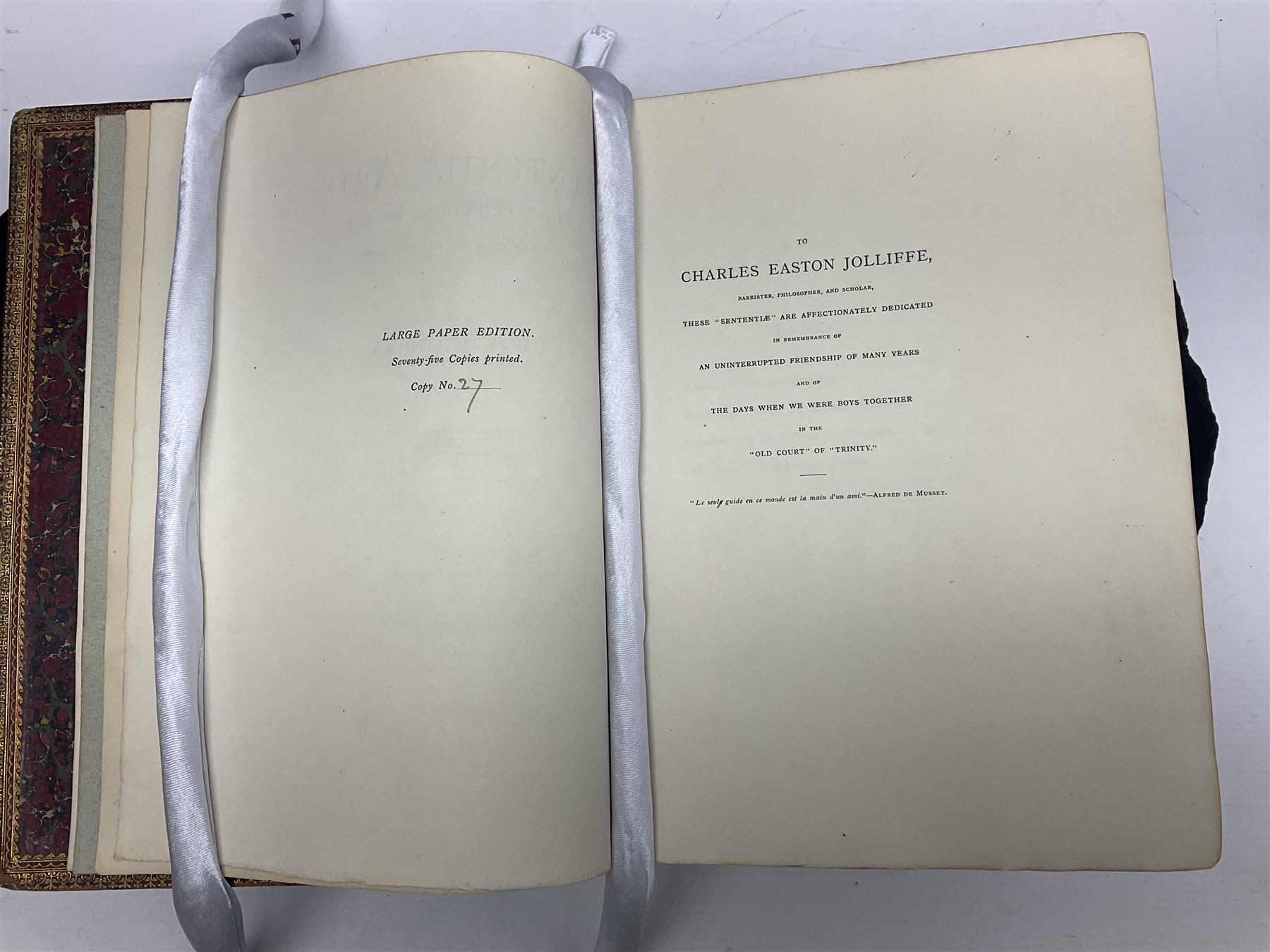 Harry Quilter; Sententiae Artis, Author's Edition 1886,signed and dated by author