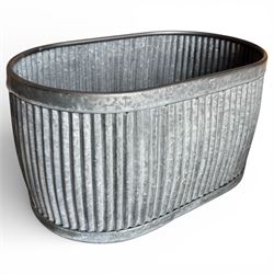 Set Of 3 galvanised oval planters