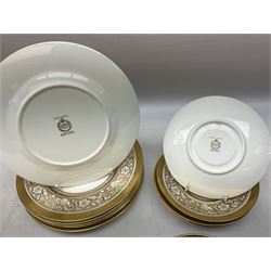 Minton Porcelain Ball pattern tea wares, comprising six dessert plates, five cups and six saucers (17)