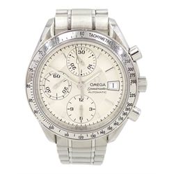 Omega Speedmaster gentleman's stainless steel automatic chronograph wristwatch, back case ...