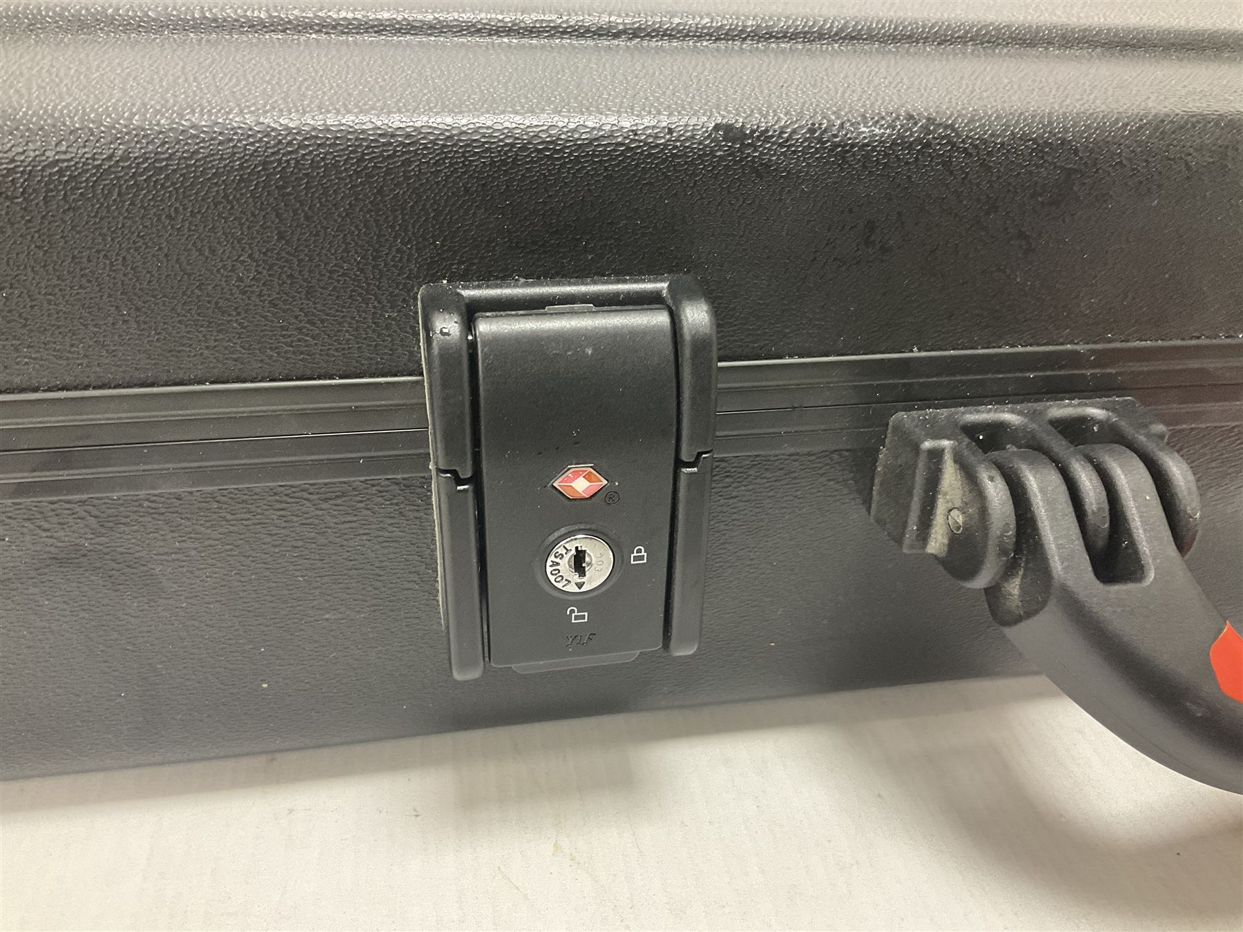 Fender Precision Bass guitar, in Olympic White finish with tortoiseshell effect scratchboard, serial no US15103092, in black Fender hard case with Fender strap and warranty card, guitar L116cm