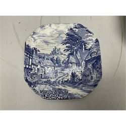 Three Spode Italian pattern platters, together with a three masons dishes of various sizes and two other plates  