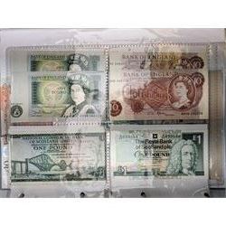 Great British and World banknotes, including two Bank of England Gill five pounds 'SA79432020' and 'SA79432021' various Somerset one pounds etc, Reserve Bank of New Zealand fifty dollars, various The States of Jersey one pounds, Singapore ten dollars etc, housed in a ring binder folder
