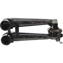 WWII French laquered brass rabbit ear trench periscope, stamped Societe D'Optique Paris No 15549 Telescope Stereoscope No 3 MKIA, with retailers stamp for Graticules A. Kershaw & Son 1938 with broad arrow mark