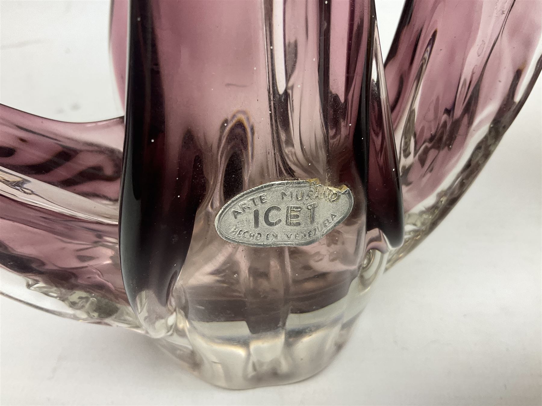 Pair of Murano Icet glass birds, H37.5cm