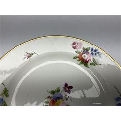 Early 19th century Swansea porcelain plate, circa 1814-1822, hand painted with floral sprays and sprigs within a gilt rim, with red printed mark beneath, D21cm