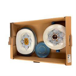 Susie Cooper Glen Mist tea set, together with a Langley part dinner service, including covered dishes, serving platter, etc