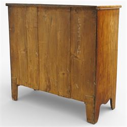 19th century mahogany chest of drawers, two short over three long drawers with turned wooden handles, on bracket feet