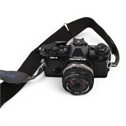 Olympus OM4 camera body, serial no. 1018238, with an Olympus OM-System Zuiko Auto-S 50mm 1:1.8 lens