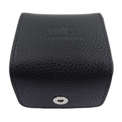 IWC (International Watch Company) Portugieser gentleman's stainless steel automatic chronograph wristwatch, Ref. IW371609, black dial with subsidiary dials at 12 and 6 o'clock for continuous seconds and 30 minute recording, on original black leather strap, boxed with warranty card dated 05.12.2023