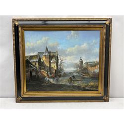 Continental School (20th century): 'A Winter's Evening', oil on board unsigned 50cm x 60cm