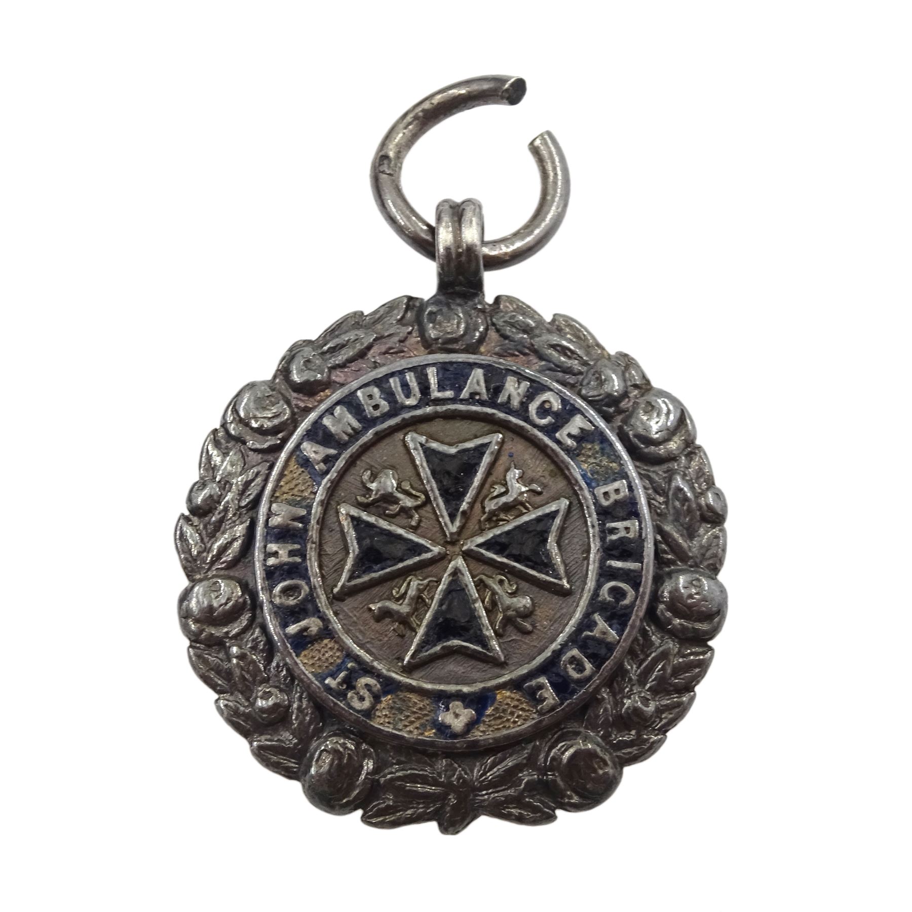 Early 20th century 9ct rose gold Albert chain, with 9ct gold fob Chester 1913 and one other Edwardian silver fob