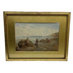 Kate E Booth (British fl.1850-1898):  'The Limpet Pickers', watercolour signed and titled 33cm x 51cm