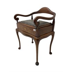 Early 20th century inlaid mahogany piano stool