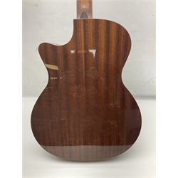 Sigma GMC-1E semi-acoustic guitar with cut-away body, sapele mahogany back and ribs and solid spruce top; bears label Model GMC-1E serial no.210522747; L103cm