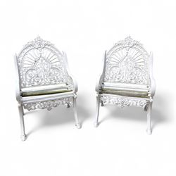 Pair of Coalbrookdale design cast aluminium garden chairs