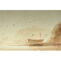 Henry Barlow Carter (British 1804-1868): Large Ship Anchored at Whitby, watercolour signed and dated '40, 12cm x 17cm