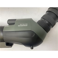 Hatsan .22 break-action air rifle retailed by Edgar brothers with 46cm barrel including fully integrated sound moderator, No.092031501; L113cm overall; in gun sleeve; together with Hawke Vantage 2-7x32 telescopic sight, Bressler Condor 24-72x100 spotting scope with carrying case and Velbon EF-61 tripod; all boxed (4)