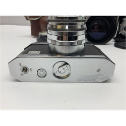 Canon EOS 50e camera body, serial no 8305671 with 'Canon Zoom EF 35-135mm 1:4-5.6' lens together with Halina 35X super camera body, with 'Halina Anastigmat f.c. 1:3.5 f=45mm' lens and other camera equipment 