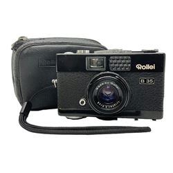 Black Rollei B35 Compact Camera body, with 'Triotar 3.5/40' lens, in original case