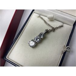 Silver jewellery, including charm bracelet, stone set pendant necklaces, Scottish hardstone brooch, etc, together with a large collection of costume jewellery, including beaded necklaces, animal brooches, clip on earrings, etc 