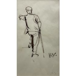 John Keith Vaughan (British 1912-1977): 'Standing Figure', ink sketch c.1941 with studio stamp 18.5cm x 10.5cm