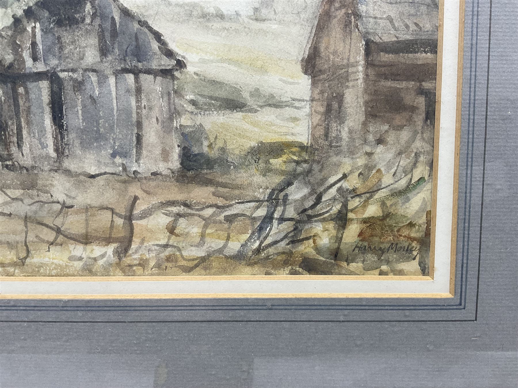 Harry Morley (British 1881-1943): 'Outhouses - Wool, Dorset', watercolour signed, titled and with Rowley Gallery label verso 21cm x 28cm 