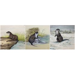 Eric Peake (British 1940-): 'Winter Otter' 'Summer Otter' and 'Autumn Otter', set three watercolours signed, titled and dated 1984-1985 verso 25cm x 33cm (3)