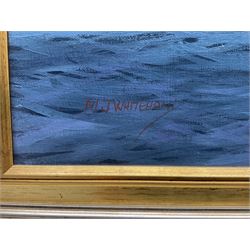 Michael J Whitehand (British 1941-): Racing Yachts off a Castle, oil on canvas signed 79cm x 99cm