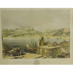  After John O'Connor (British 1830-1889): 'Scarborough', mid 19th century coloured engraving by Henry Adlard 36cm x 52cm after William Roxby Beverley, Modern Improvements Scarborough from the East Pier, lithograph pub. S W Theakston Scarborough 1845, 31cm x 39cm (2) mao1607  