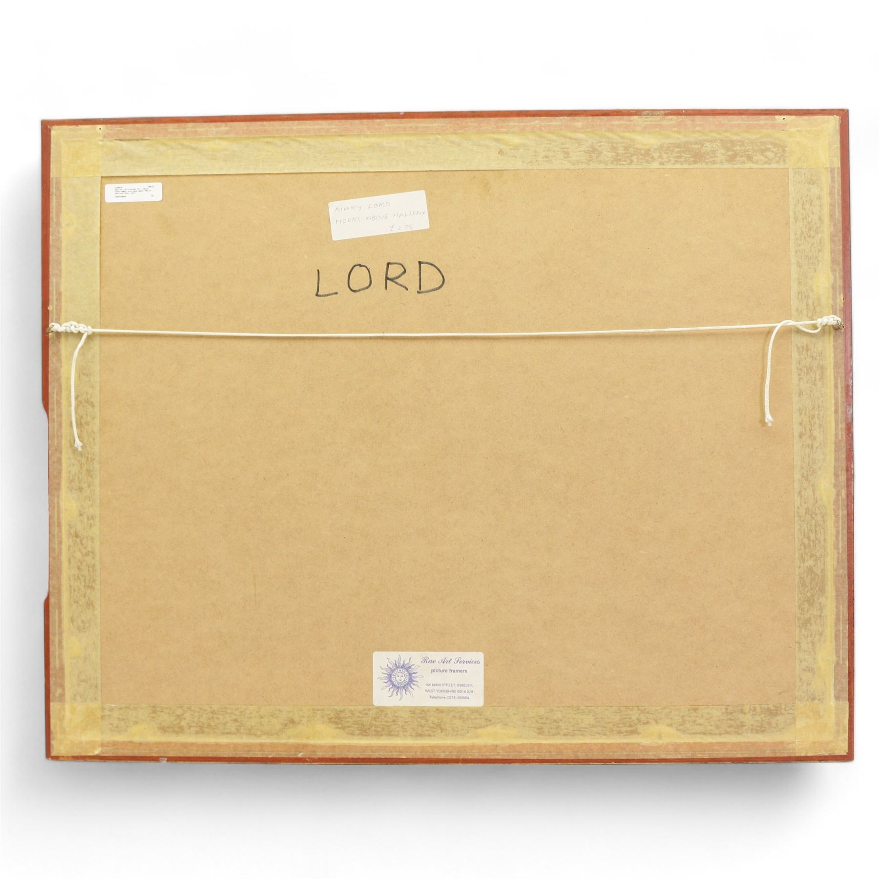 Mary Ann Lord (Yorkshire 1931-): 'Moors Above Halifax', oil on paper signed, titled on label verso 38cm x 55cm