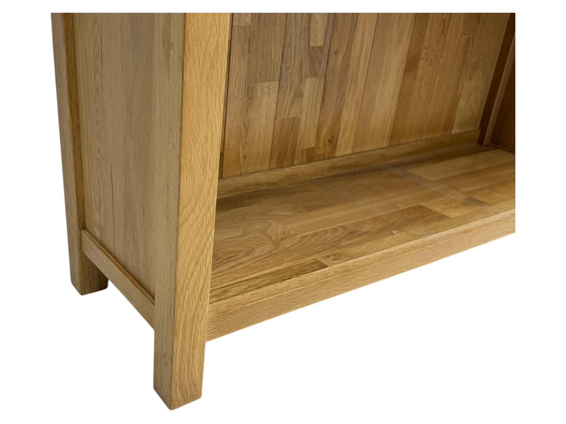 Light oak open bookcase, five adjustable shelves  