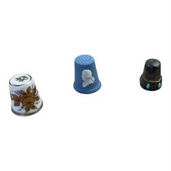 Collection of miniature tea services and teacups, together with a collection of thimbles 