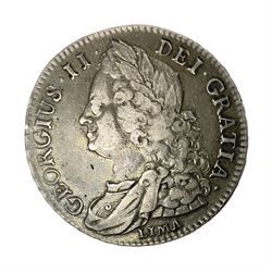 George II 1745 halfcrown coin, Lima below bust