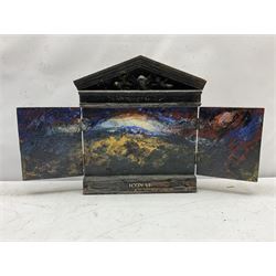 Frank Gordon (Northern British 1943-): 'The Mythology of Landscape - Icon VI', three dimensional acrylic on wood, titled verso with artist's address label 38cm x 66cm
Notes: Frank entered Bolton College of Art at the age of fifteen, followed by thirty years of teaching art and his early retirement in 1995, he moved to Giggleswick in the Yorkshire Dales 